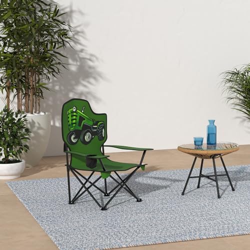 Black Sierra Folding-Lawn Chair for Camping, Beach, Backyard, Sporting Events. for Kids Ages 3-10. Comes with Cup Holder and Carry Bag. Portable-Chair for Travel, Supports 150 Lbs.