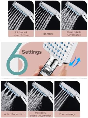 Cobbe Filtered Shower Head with Handheld, High Pressure 6 Spray Mode Showerhead with Filters, Water Softener Filters Beads for Hard Water - Remove Chlorine - Reduces Dry Itchy Skin, Chrome