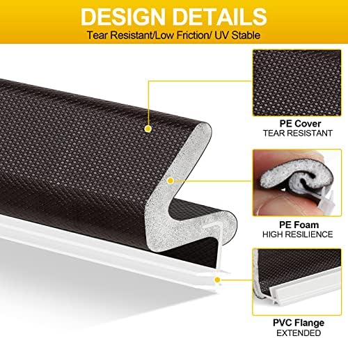 40 Feet Door Weather Stripping, Kerf Weather Stripping for Doors with Groove, Kerf Door Seal for Large Gap and Easy Installation(40, Brown)