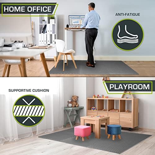 ProsourceFit Puzzle Exercise Mat ½ in, EVA Interlocking Foam Floor Tiles for Home Gym, Mat for Home Workout Equipment, Floor Padding for Kids, Black, 24 in x 24 in x ½ in, 48 Sq Ft - 12 Tiles