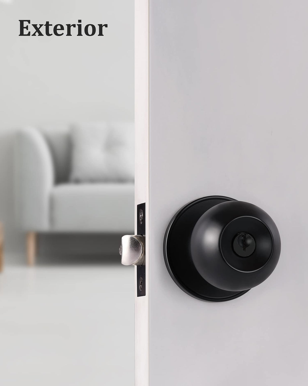 Lanwandeng 2 Pack Entry Door Knobs with Lock and Keys All Alike, Interior/Exterior Door Knob for Bedroom or Bathroom, Entrance Matte Black Door Locks