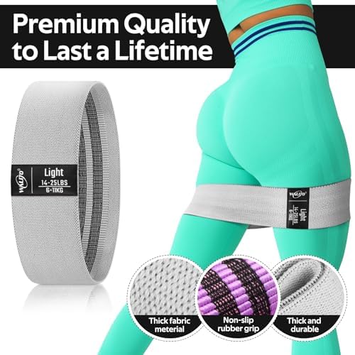 WALITO Resistance Bands for Legs and Butt, Fabric Exercise Loop Bands Yoga, Pilates, Rehab, Fitness and Home Workout, Strength Bands for Booty