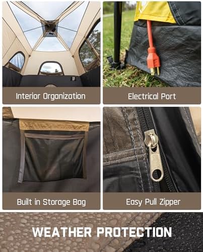 FanttikOutdoor Camping Tent 4/6/8/10 Person Instant Cabin Tent Setup in 60 Seconds with Rainfly & Windproof Portable with Carry Bag for Family Camping & Hiking