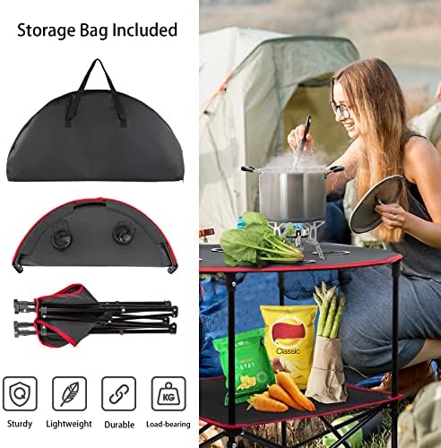Portable Camping Table Folding Picnic Tables Lightweight Folding Table Waterproof Canvas Beach Table for Outside with 4 Cup Holders & Carry Bags for Camping, Beach, Campfires and Tailgating