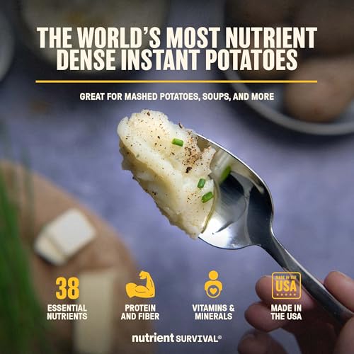 Nutrient Survival Potato Flakes, Powdered Vitamin Potato (30 Servings) for Mashed Potatoes, Soups, Emergency Food Supply & Camping Supplies, 38 Nutrients, Shelf Stable Up to 25 Years, One Can