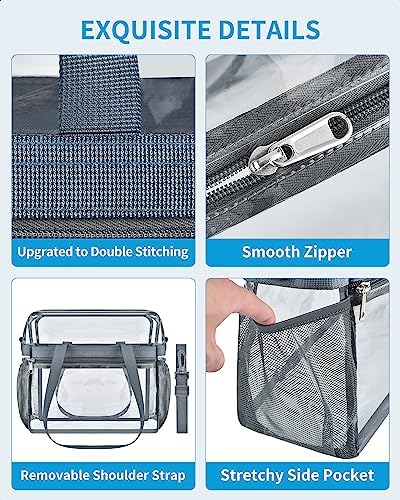 Paxiland Clear Bag for Stadium Events 12x6x12, Clear Tote Bag with Reinforced Strap, Transparent Bag for Sports Concert