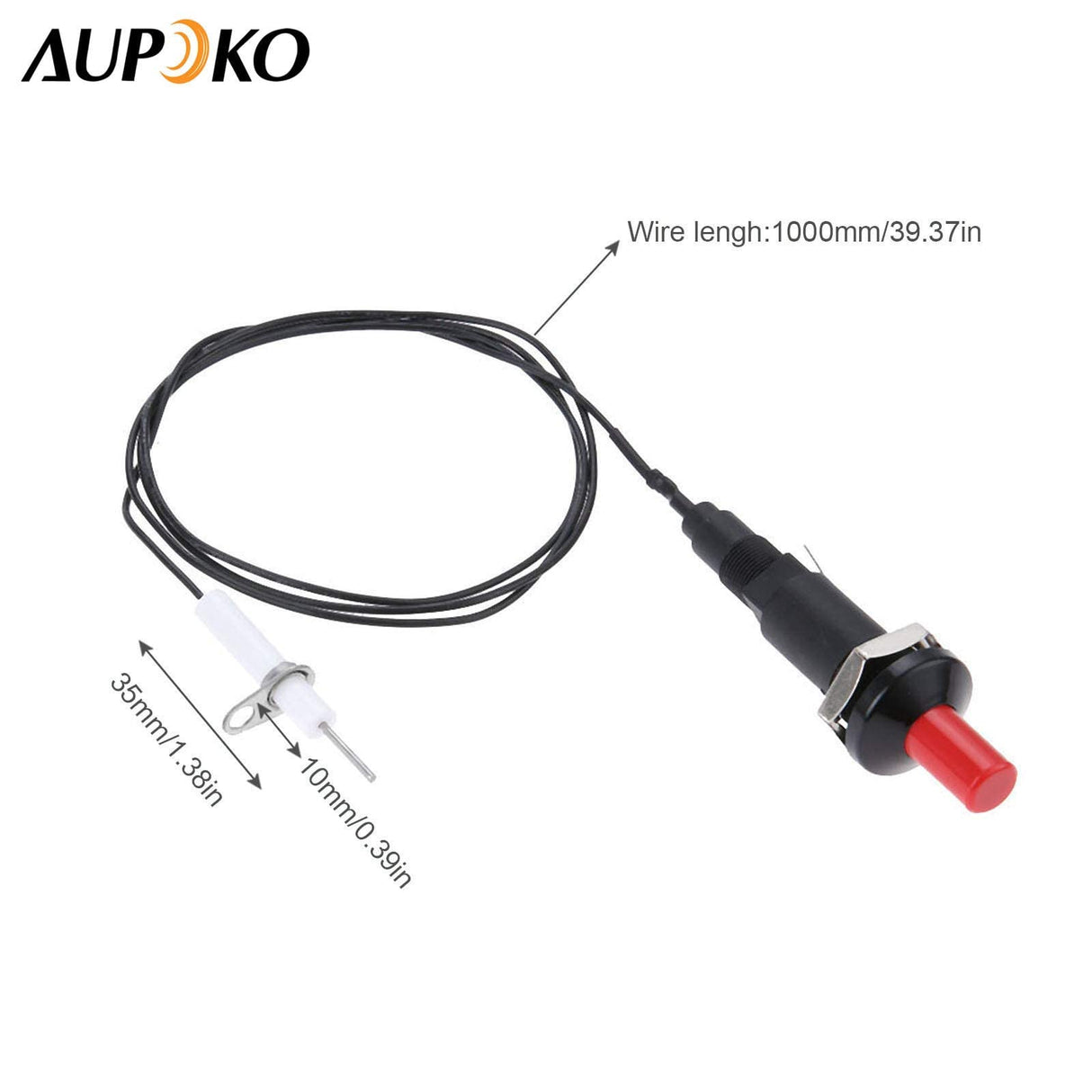 Aupoko 2 Sets Piezo Spark Ignition with Cable Push Button Igniter, Type of 1 Out 2 Electrode 200 Degree Resistance Wire, Fit for Gas Fireplace Gas Oven Gas Heater lgniter Ceramic Kitchen Lighter