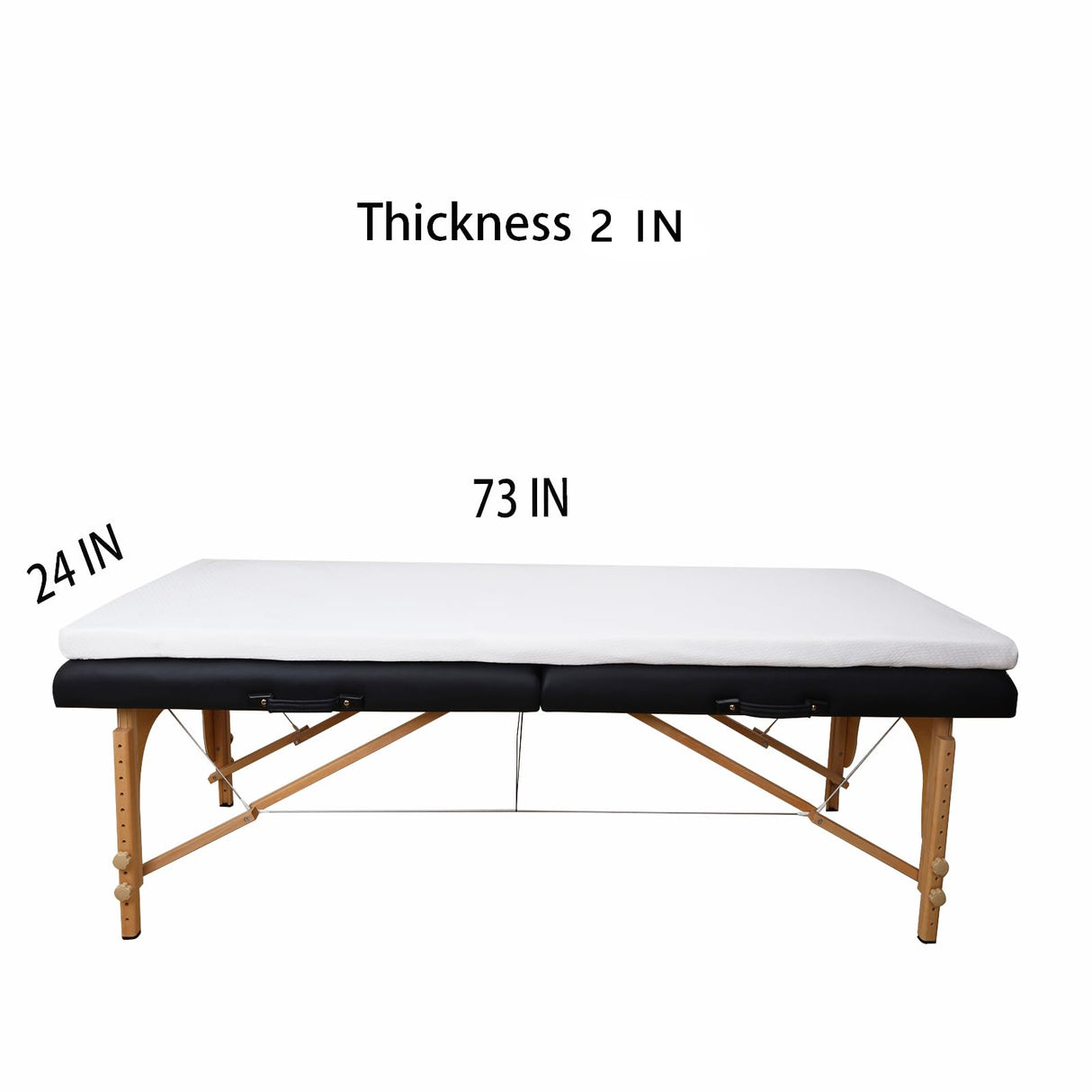 Lash Bed Foam Topper for Massage Bed, 73x24x2 inch White Memory Foam Removable Cover Massage Mattress, Non-Slip Elastic Bands, Only Lash Bed Topper (Not Included Bed), for Massage Bed and Beauty