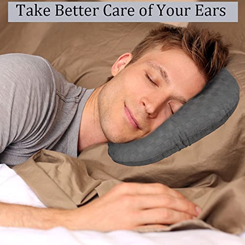 Wuronsa Ear Piercing Pillow for Side Sleepers, Pillow with an Ear Hole for CNH and Ear Pain Ear Inflammation Pressure Sores, O-Shaped Side Sleeping Pillow, Ear Guard Pillow (Dark Gray)