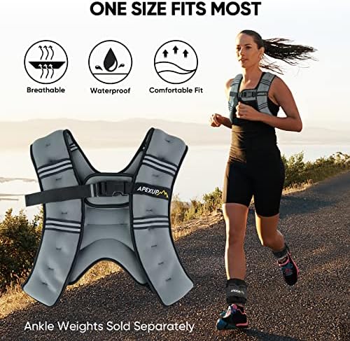 APEXUP Weighted Vest with 5lbs/10lbs/15lbs/20lbs/25lbs/30lbs Weights and Reflective Stripe, Weight Vest Men Women for Workout, Strength Training, Running