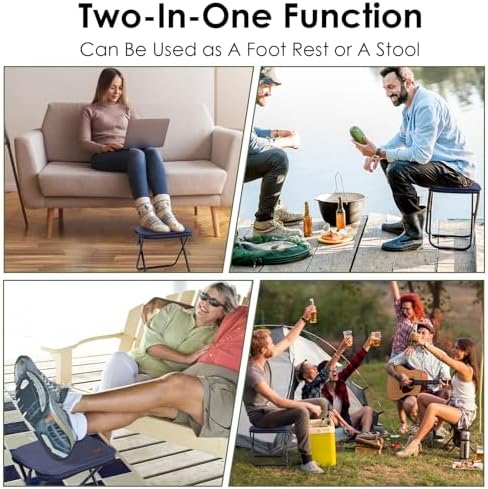 Portable Stool, 13 Inch Small Folding Stool for Adults, Ultralight Blue Camping Stools for Hiking and Fishing, Hold Up to 265 LBS