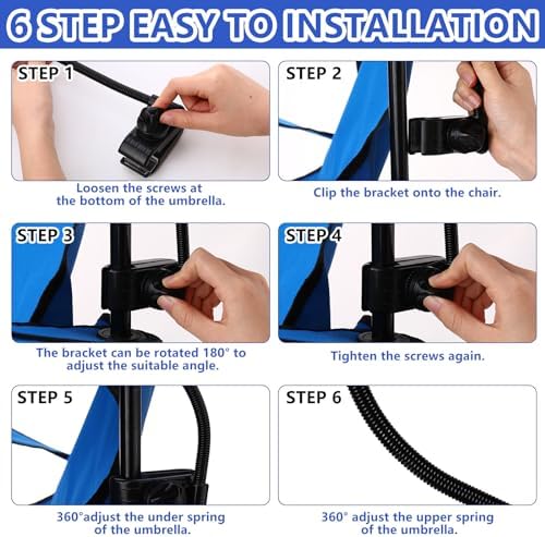 2 Pack Beach Chair with Umbrella for Adults Universal Clamp Folding Lightweight Adjustable Backpack Sling Beach Camping Chair with Cup Holder for Sand Camping Travel Outdoor Pool(Blue)