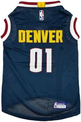 Pets First NBA Denver Nuggets Dog Jersey, Medium- Tank Top Basketball Pet Jersey