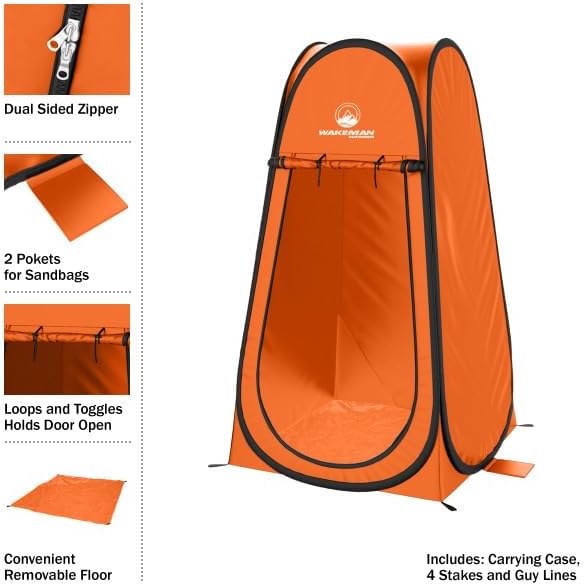 Pop Up Pod - Privacy Shower Tent, Dressing Room, or Portable Toilet Stall with Carry Bag for Camping, Beach, or Tailgate by Wakeman Outdoors