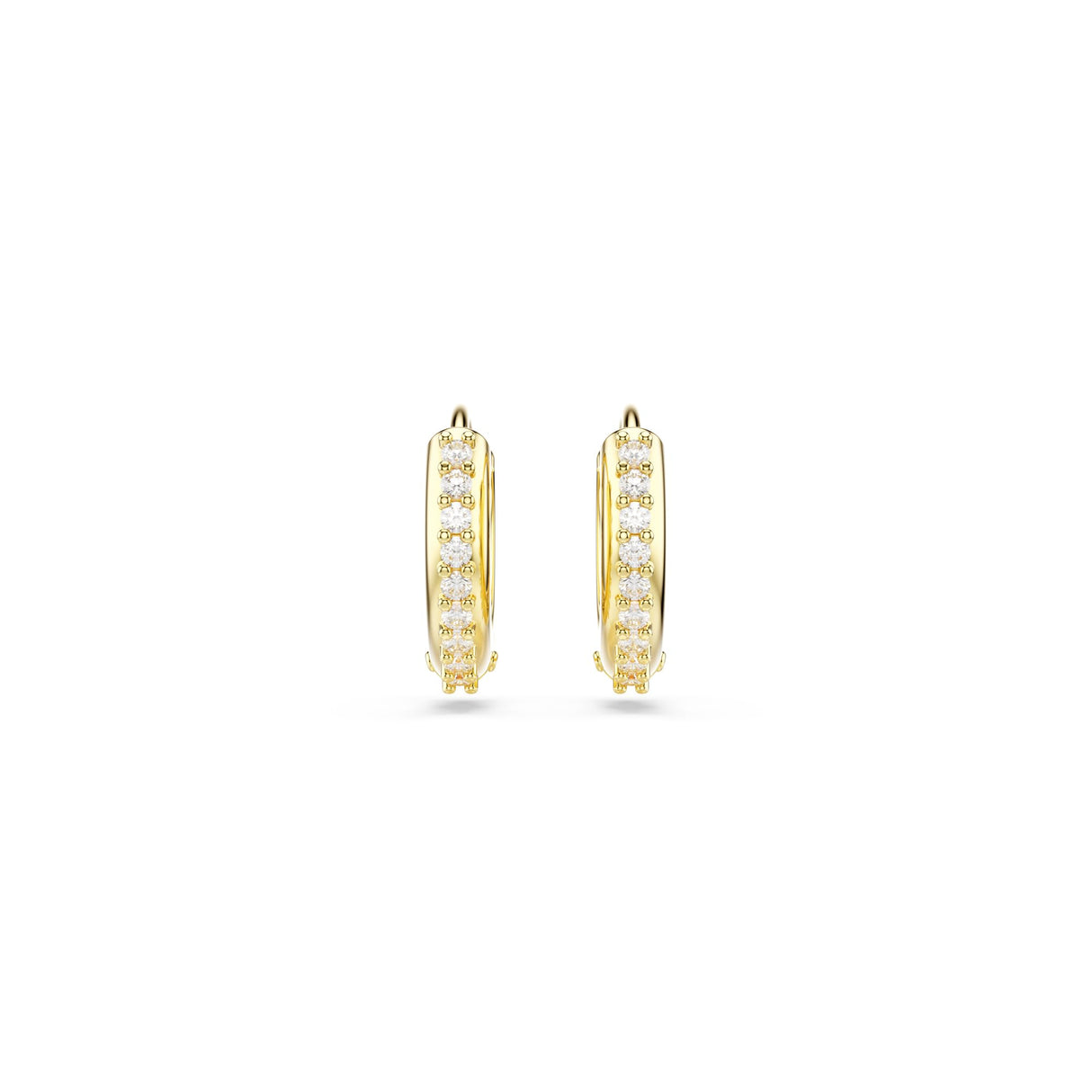 Swarovski Matrix Hoop Earrings, Round Cut, Clear, Gold-Tone Finished