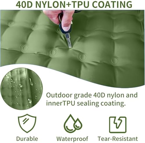 78in x 29in x 5in Camping Sleeping Pad, Upgraded Durable Waterproof Compact Traveling Air Mattress, Built-in Foot Pump, Ultralight Inflatable Sleeping Mat for Backpacking, Hiking