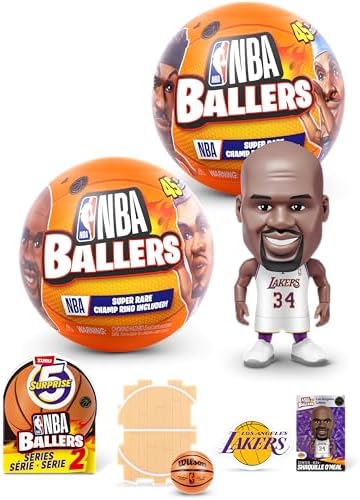 5 Surprise NBA Ballers Series 2 by ZURU, Licensed NBA Collectible, Surprise Unboxing Basketball Collectible Sports Toy for Boys, Ages 3 and up (2 Capsules)