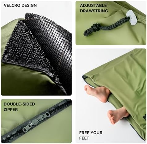 Ultralight Warm Weather Sleeping Bag - Portable, Waterproof, Compact Lightweight, Comfort with Compression Sack - Great for Outdoor Camping, Backpacking & Hiking