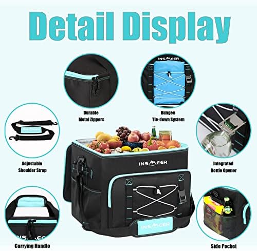 INSMEER Insulated Cooler Bag 90Cans/55L Large Cooler Bag Soft Sided Cooler with Shoulder Strap, Collapsible Coolers, Portable Leakproof Lunch Cooler for Camping/Beach/Food Delivery/Picnic