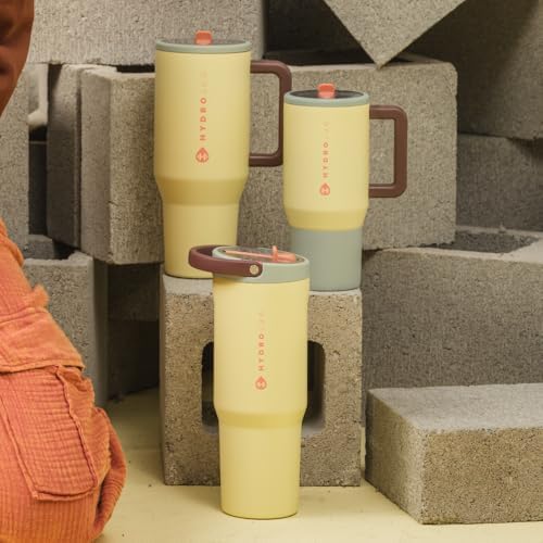 HydroJug Sport - Stainless Steel Tumbler with Straw, Vacuum Insulated, 32oz Leakproof Water Bottle, Ergonomic Design, Reusable, Dishwasher Safe, Rubber Base, Durable for Gym or Outdoors, Belle