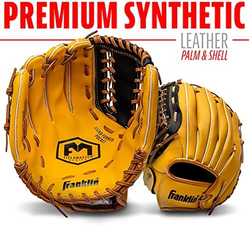 Franklin Sports Baseball + Softball Gloves - Field Master Adult + Youth Baseball + Softball Gloves - Right Hand + Left Hand Gloves - Infield + Outfield Mitts - Multiple Sizes + Colors