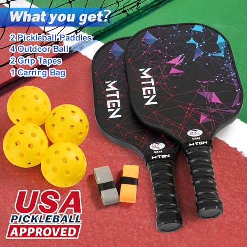 Pickleball Paddles, USAPA Approved Fiberglass Surface Pickleball Set with Pickleball Rackets, Pickleball Paddles Set for Men Women