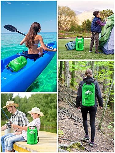 HEETA Dry Bag Waterproof for Women Men, 5L/10L/20L/30L/40L Roll Top Lightweight Dry Storage Bag Backpack with Phone Case for Travel, Swimming, Boating, Kayaking, Camping & Beach, 11 Transparent Colors