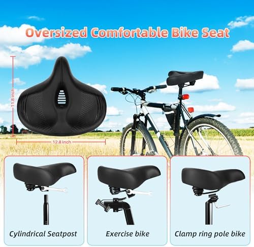 Oversized Bike Seat for Peloton Bike & Bike+, Comfort Seat Cushion Compatible with Peloton, Road or Exercise Bikes, Bicycle Wide Saddle Replacement for Men & Women, Accessories for Peloton