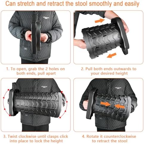 Boreeman 2-Pack Collapsible Stool, Square Shape, Lightweight Yet More Sturdy with Load Capacity 400lbs, Upgraded Portable Stool for Camping Fishing Hiking BBQ