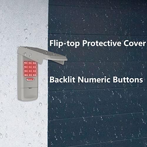 Universal Garage Door Opener Keypad Wireless Keypad Keyless Entry Compatible with LiftMaster Chamberlain Craftsman Genie Overhead Linear Wayne Dalton Garage Door Opener Remote Learn Button Dip Switch