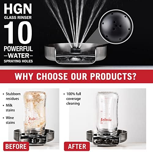 HGN Glass Rinser for Kitchen Sinks,Stainless Steel Sink Cup Washer,Cup Rinser Bar Cup Cleaner Sink Attachment