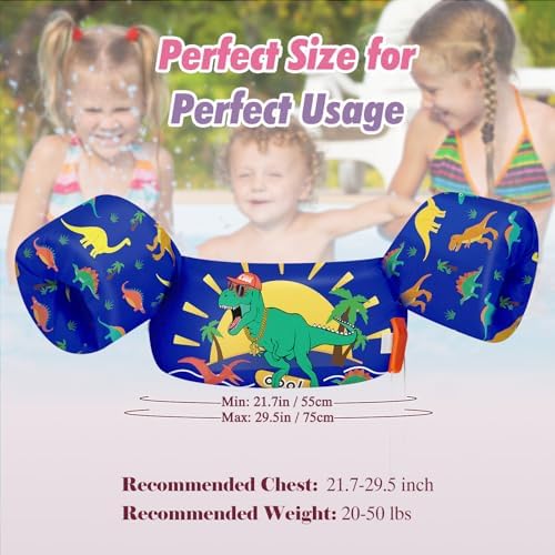 HeySplash Swim Vest for Kids, Toddler Pool Floaties Fit 20-50/70 Lbs, Children Swimming Vest with Adjustable Strap, Swim Jacket Water Wing Arm Float, Puddle Sea Beach Boat Jumper Boy Girl Baby