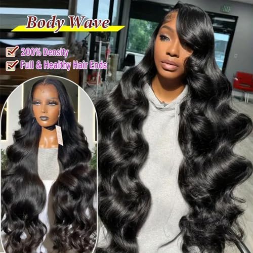 30 Inch Body Wave Lace Front Wigs Human Hair 200% Density, 13x4 HD Transparent Lace Frontal Wigs Human Hair Glueless Brazilian Virgin Wig for Women Pre Plucked Bleached Knots with Baby Hair
