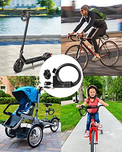 Bike Lock Cable with Combination,High Security 5-Digit Resettable Combination Bicycle Lock Anti-Theft, with Mounting Bracket for Bikes and Scooters