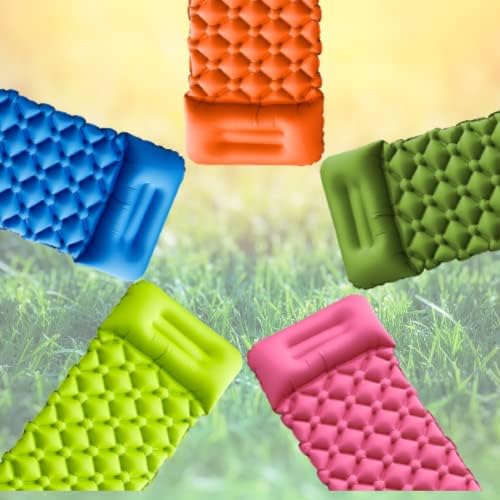 Kids Sleeping Pad for Camping and Sleepovers with Pillow, Inflatable Camping Mattress for Backpacking & Travel, Thick Toddler Cot Mat, Fast Inflating Camping Sleeping Pads for Kids