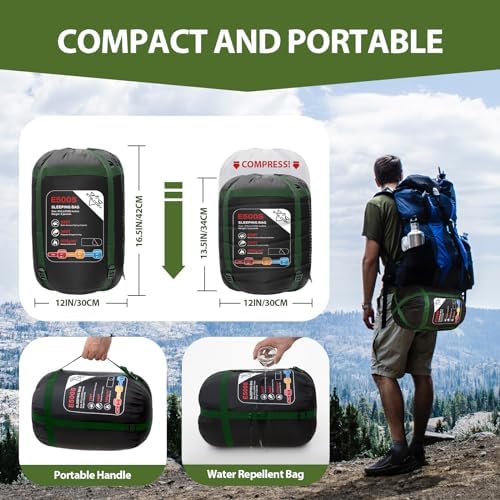 Sleeping Bags for Adults Kids Cold Weather & Warm, Backpacking Camping 0 Degree Winter Sleeping Bag for Girls Boys, Big and Tall, Lightweight Compact 3-4 Season Outdoor Indoor
