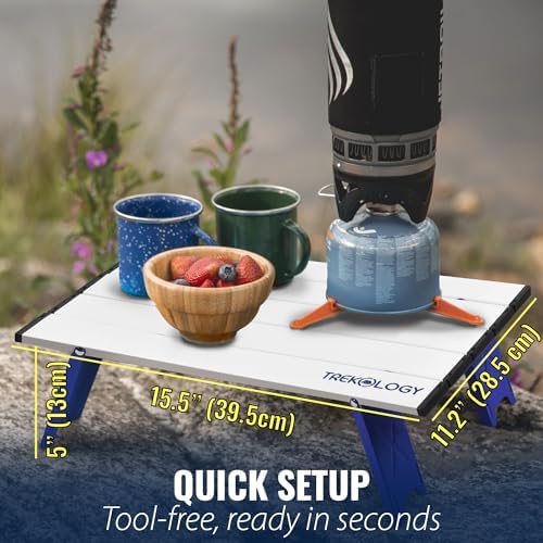 TREKOLOGY Portable Beach Table, Mini Folding Beach Table for Sand, Compact Foldable Design, Quick Setup, Weather-Resistant, Lightweight, Ideal for Beach, Hiking, Picnics, and Camping