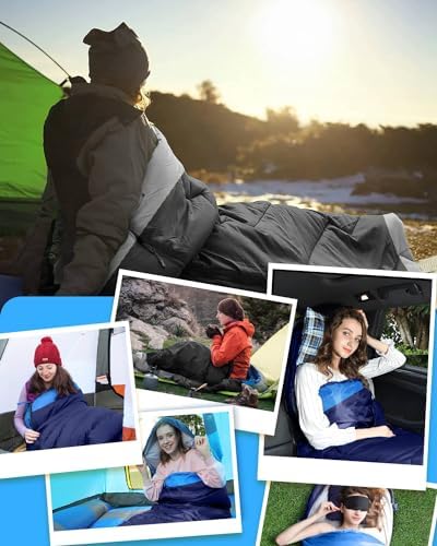 Rantizon Sleeping Bags for Adults Backpacking Lightweight Waterproof- Cold/Warm Weather Sleeping Bag for Mens Kids Boys Girls Camping Essentials Hiking Outdoor Travel Hunting with Compression Bags