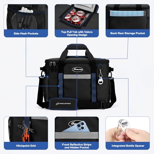 Maelstrom Soft Cooler Bag,Collapsible Soft Sided Cooler,24/30/60/75 Cans Beach Cooler,Ice Chest,Large Leakproof Camping Cooler,Portable Travel Cooler for Grocery Shopping,Camping,Road Trips