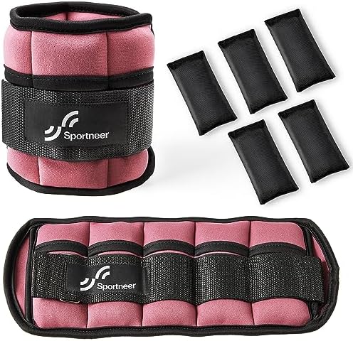 Sportneer Adjustable Ankle Weights 1 Pair 2 4 6 8 10 Lbs Leg Weight Straps for Women Men, Weighted Ankle Weights Set for Gym,Fitness, Workout,Walking, Jogging,1-5 lbs Each Ankle, 1 Pair 2-10 lbs