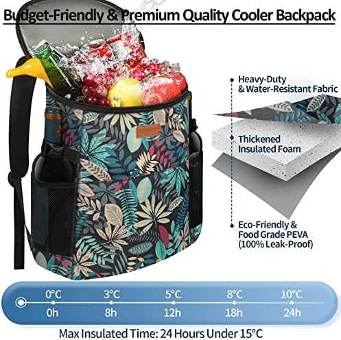 Camping Cooler Backpack 30 Cans, Soft Backpack Coolers Insulated Leak Proof Travel Cooler Bag Waterproof Lunch Picnic Beach Work Trip Thermal Bag Drink Beverage Beer Bag Cooler