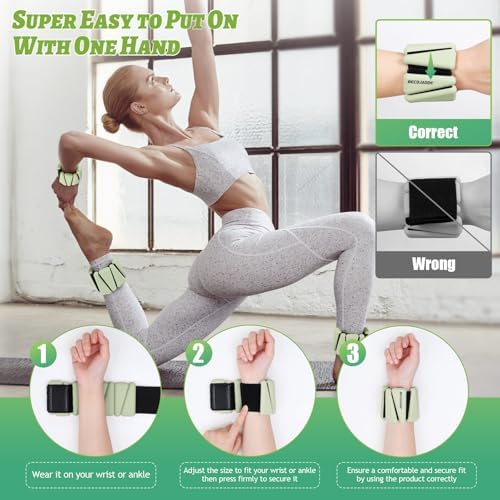 Wrist Ankle Weights Set of 2(1 lb/2 lbs Each) Adjustable Weights Training Intensity for Strength Training Walking Running Yoga Pilates Jogging for Women Men