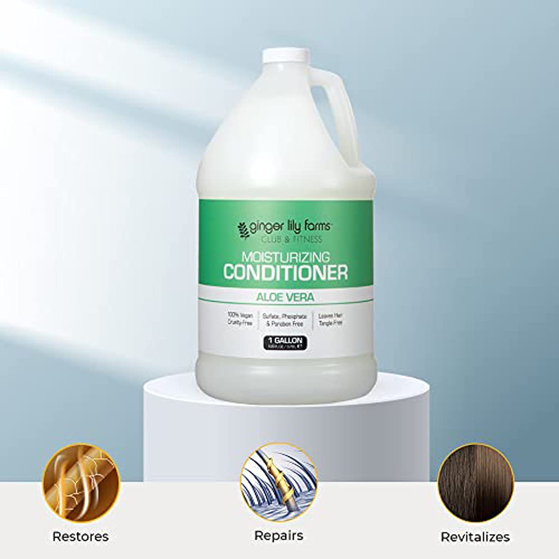 Ginger Lily Farms Club & Fitness Moisturizing Conditioner for Dry Hair, 100% Vegan & Cruelty-Free, Aloe Vera Scent, 1 Gallon Refill (Pack of 4)