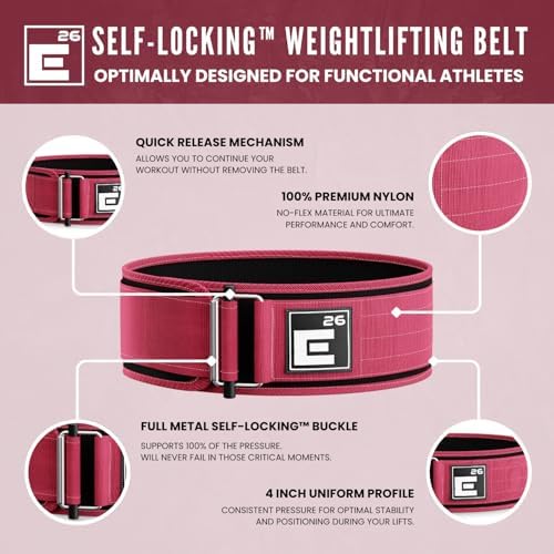 Self-Locking Weight Lifting Belt - Premium Weightlifting Belt for Serious Functional Fitness, Weight Lifting, and Olympic Lifting Athletes - Lifting Support for Men and Women - Deadlift Training Belt