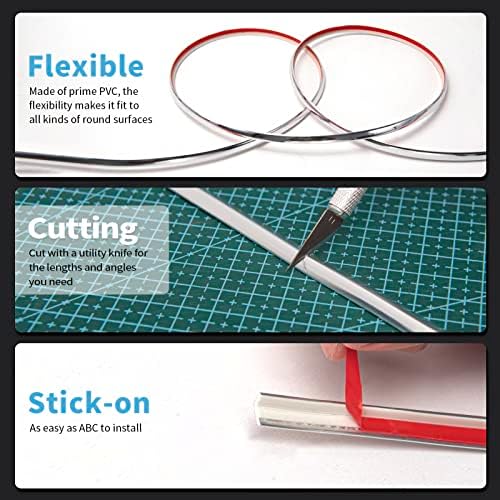 Art3d 20ft Outside Vinyl Corner Trim Peel and Stick for Tile and Wall Edges, Furniture Decoration Stainless Steel