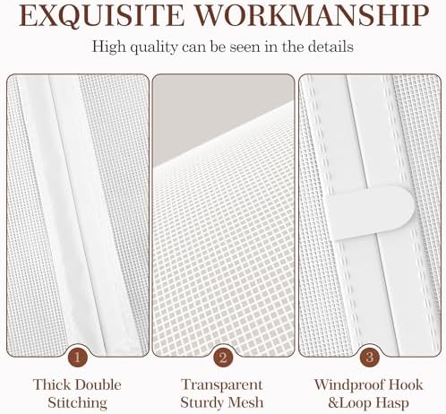 Yotache White Magnetic Screen Door Fit 70" x 79" Doors, Screen Size 72" x 80" Double Door Screen Mesh for Front, Patio Sliding Door