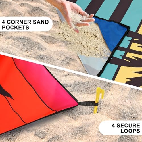 Beach Blanket Waterproof Sandproof Extra Large Beach Mat 79" X 83"/120"x108"for 1-8 Adults Quick Drying Durable Outdoor Picnic Mat for Beach Travel Camping Hiking