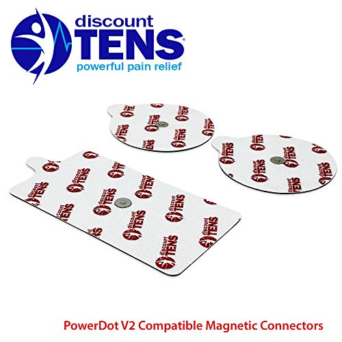 Discount TENS PowerDot 2.0 Compatible Electrodes with Magnetic Connector – 12 Replacement Pads (Version 2 – Magnetic), Red