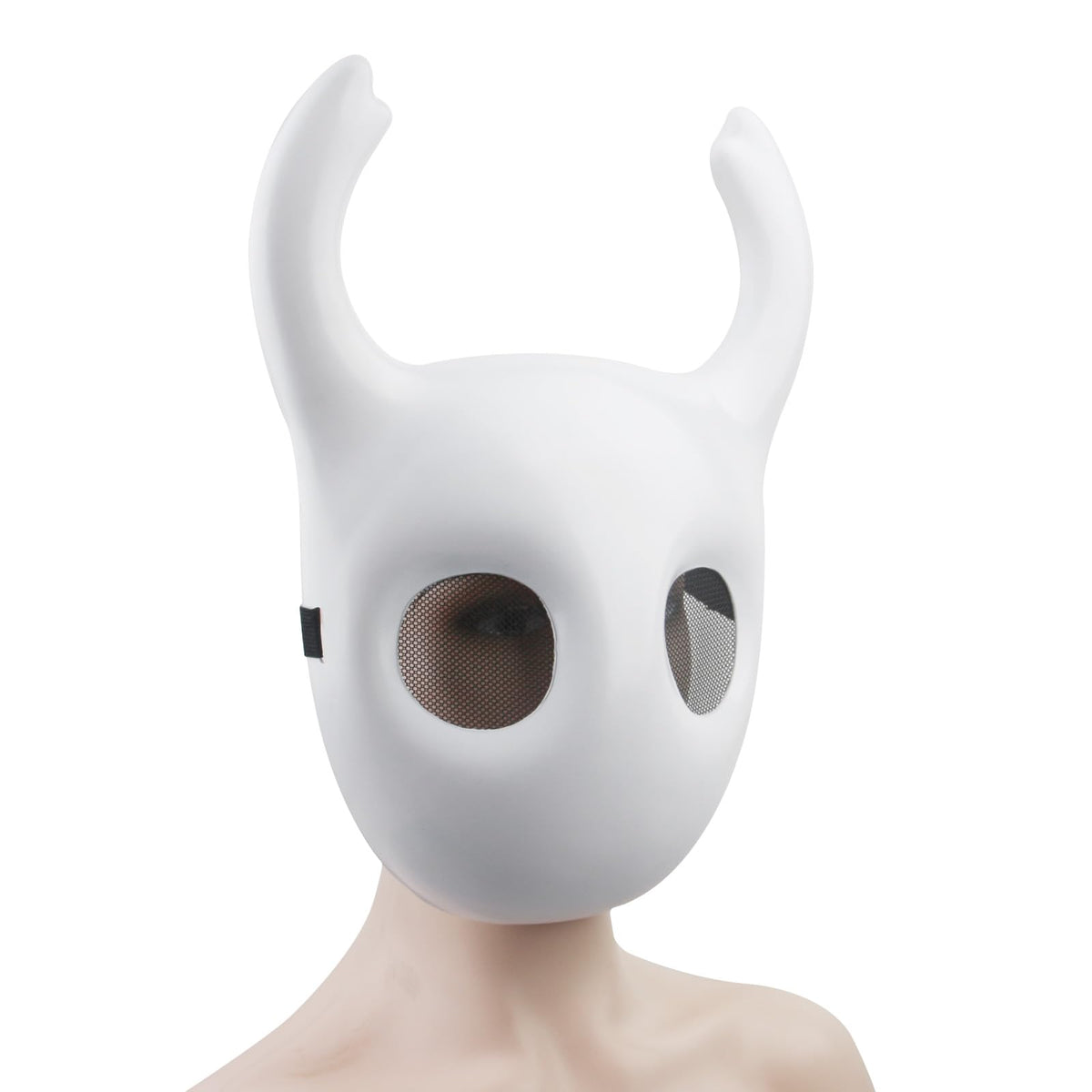Lanmachoice White Knight Mask with Round Horns – Cosplay Costume Thickened PVC Mask for Halloween & Game-Inspired Looks