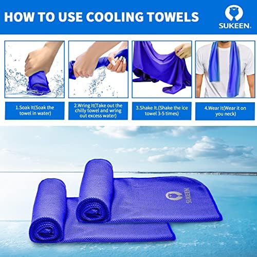 Sukkeen 4 Pack Cooling Towel (40"x12"), Soft Breathable Chilly Microfiber Towel for Yoga, Sport, Running, Gym, Workout, Camping, Fitness & More Activities